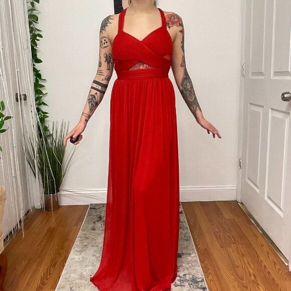 Betsy & Adam Sleeveless Cutout Maxi Dress Size 0 Red - Picture 1 of 6